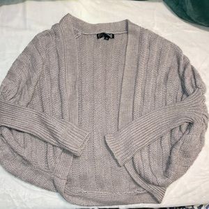 Metropark Light Gray Ribbed Open-Front Cardigan